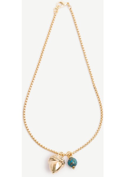 Turkuaz ve Charm Detaylı Kolye