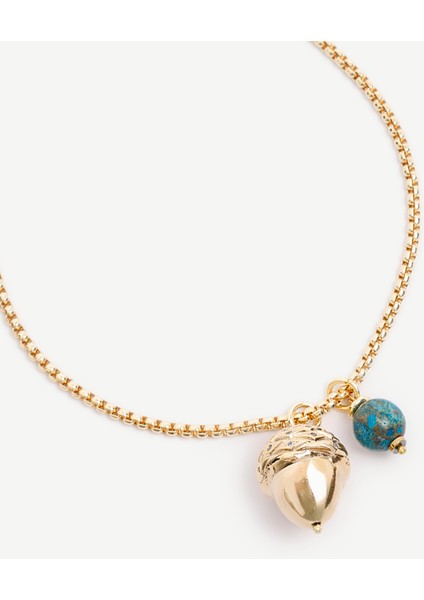 Turkuaz ve Charm Detaylı Kolye fiyatları