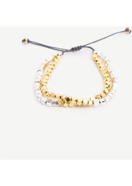 Hematit Detaylı Ayarlanabilir Bileklik Seti