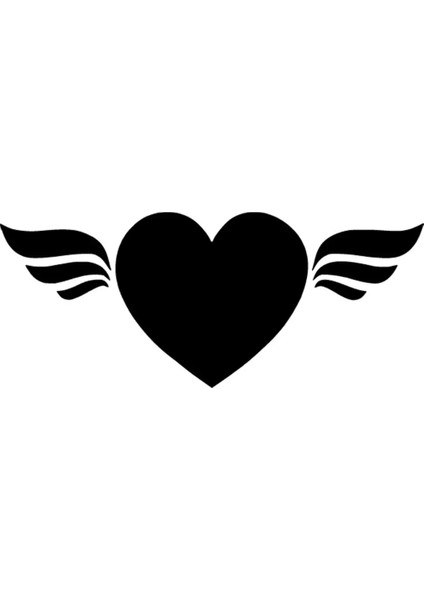 Kanatlı Kalp Oto Özel Yeni Sticker Siyah 25 x 10 cm