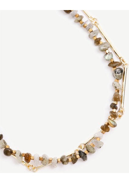 Iki Sıralı Doğal Taş Içerikli Kolye fiyatları