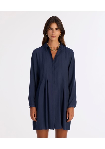 Bol Gömlek Yaka Uzun Kol Elbise