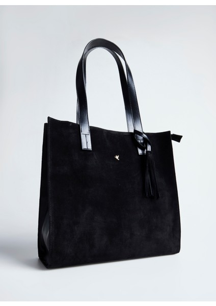 Süet Siyah Kadın Tote Çanta Hera-Goblın fiyatları