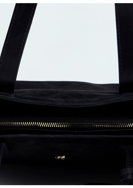 Süet Siyah Kadın Tote Çanta Hera-Goblın fırsatları