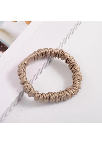 %100 Saf Ipek Küçük Scrunchie Saç Tokası Renk3 - Günlük Pratik Ekstra Elastik Lastikli Simit Toka