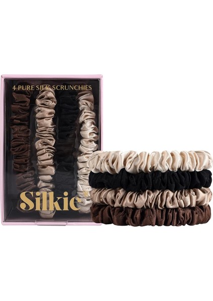 %100 Saf Ipek Küçük Scrunchie Saç Tokası Renk3 - Günlük Pratik Ekstra Elastik Lastikli Simit Toka fırsatları