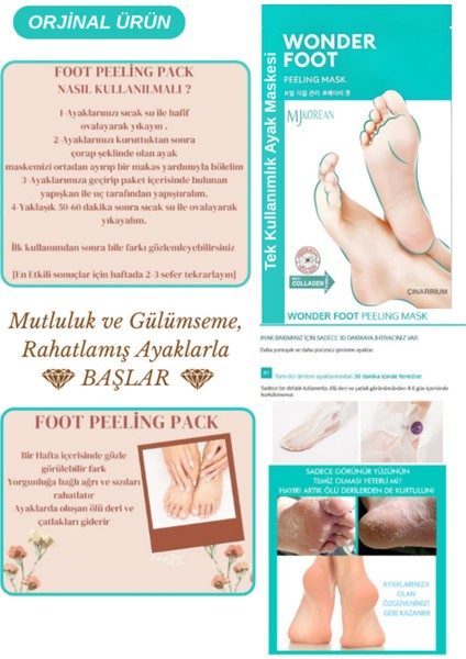 Ölü Deri ve Çatlaklar Için Soyulabilen Ayak Peeling Maskesi 50ML Wonder Foot Peeling Mask 5x fiyatları