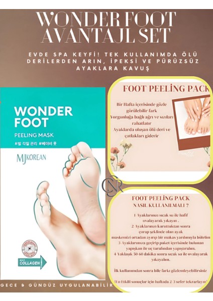 Ölü Deri ve Çatlaklar Için Soyulabilen Ayak Peeling Maskesi 50ML Wonder Foot Peeling Mask 5x modelleri