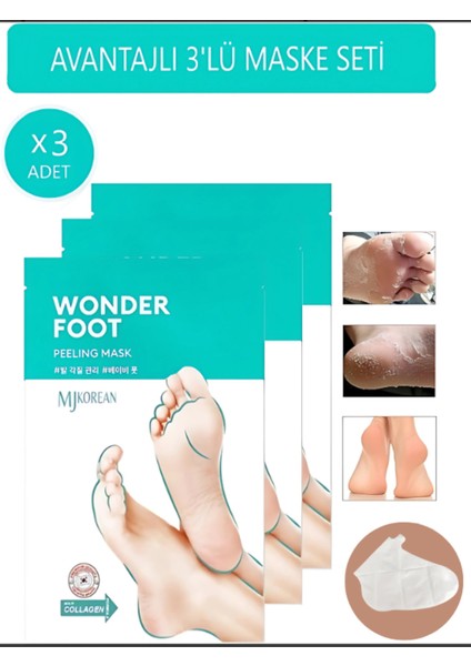 Ölü Deri ve Çatlaklar Için Soyulabilen Ayak Peeling Maskesi 50ML Wonder Foot Peeling Mask 3x