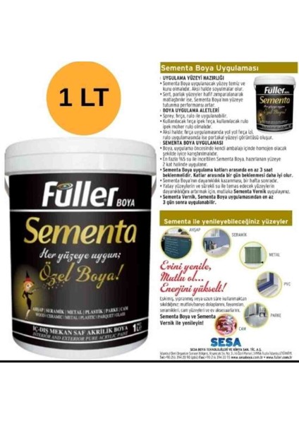 Füller Sementa Yeni Nesil Dönüşüm Boyası 1 Lt Gelin Teli Ahşap Parke Kapı Cam Tezgah Banyo