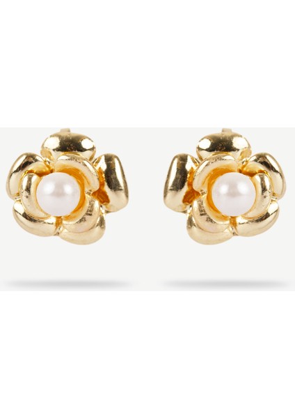 Inci Detaylı Gold Küpe