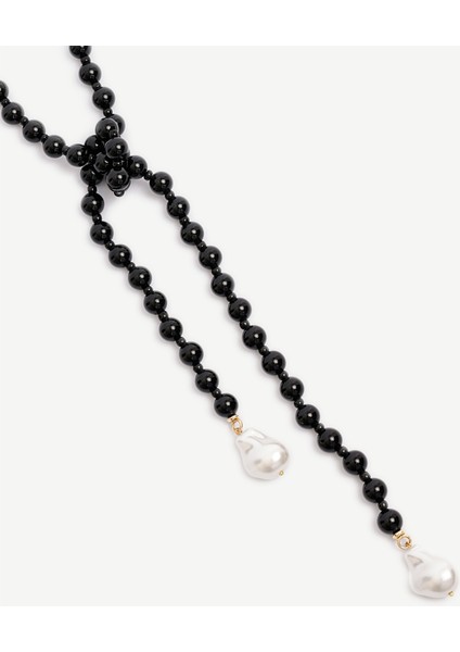 Oniks Taşlı ve Mayorka Incili Uzun Kolye fiyatları