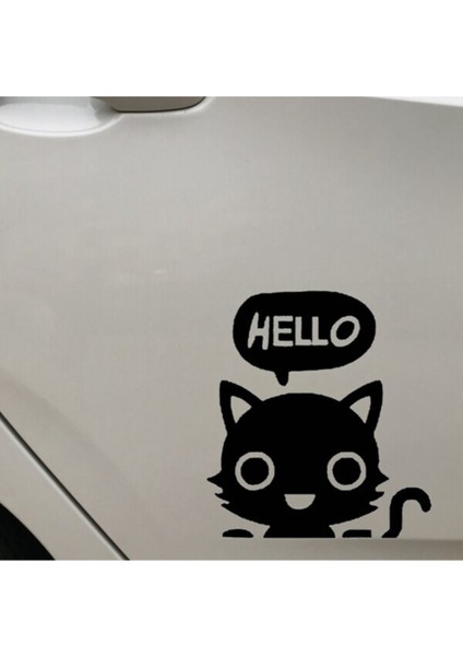 Karikatür Kedi Tasarım Oto Özel Yeni Sticker Siyah 19*16 cm