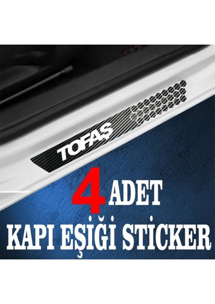 Tofaş Özel Oto Kapı Eşikleri Sticker Karbon 4 Adet