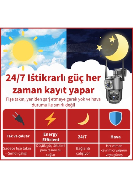 2 Parçalı Set Wi-Fi 6mp Çift Lens-Dış Mekan Güvenlik Kamerası-Tam Renkli Gece Görüşü-Iki Yönlü Ses-Hareket Algılama-Akıllı Kamera modelleri