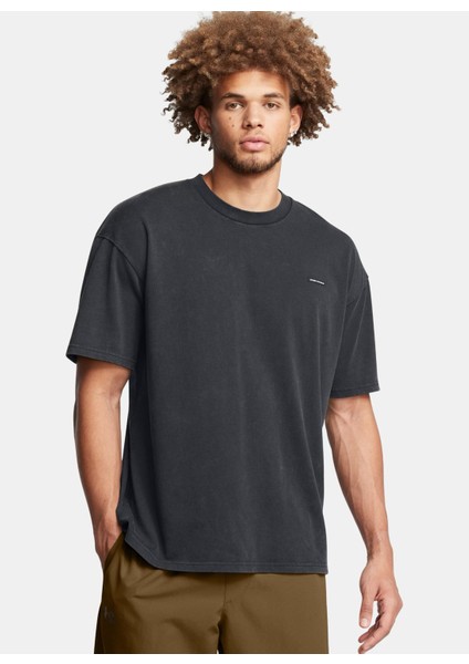 1389147-001-UA M Hw Os Logo Wash Ss Siyah Bisiklet Yaka Normal Düz Erkek T-Shirt