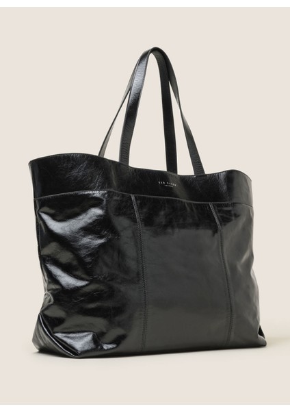 Deri Siyah Kadın Shopper Çanta 25FW348-1 modelleri