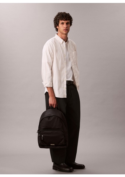 Geri Dönüştürülmüş Naylon + Polyamid Siyah Erkek Sırt Çantası Sleek Round Backpack