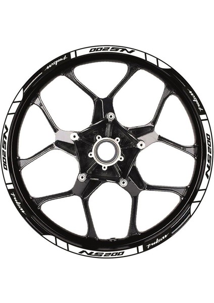 Bajaj Pulsar NS200 Baskılı Jant Dışı Şerit Motosiklet Sticker Etiket Modeli Beyaz