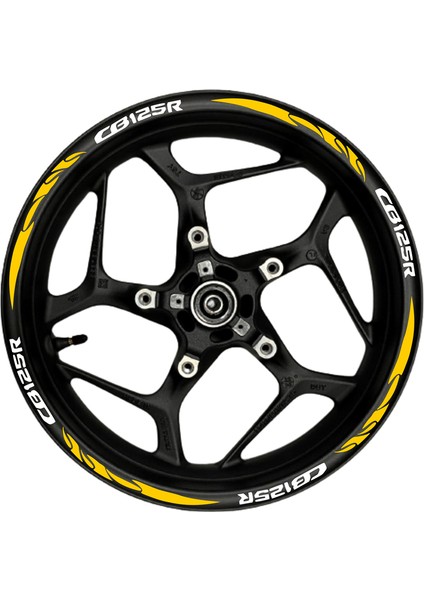 CB125R Beyaz Yazılı Turuncu Reflektif Pençe Şeritli