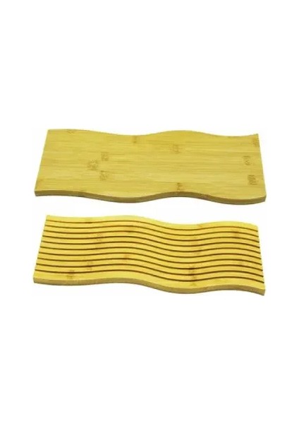 Dalgalı Çift Taraf Tasarımlı Ahşap Sunum Tepsisi