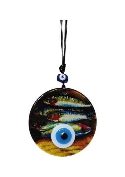 Balık Desenli 12 cm Füzyon Cam Duvar Süsü indirimleri