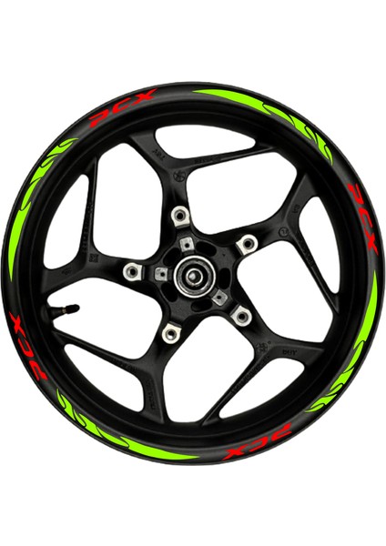 Pcx Kırmızı Yazılı Neon(Fıstık Yeşili) Pençe Şeritli