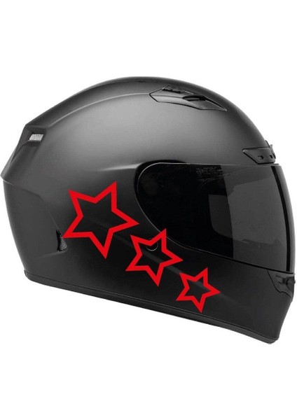 Tek Renk Üçlü Yıldız (Triple Star Helmet Stickers) Kask Sticker Etiket Modeli 1