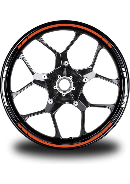 Yazısız Uzun Kısa Kesikli Çift Renk 16'lı Jant Sticker Modeli