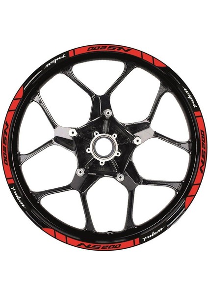 Bajaj Pulsar NS200 Baskılı Jant Dışı Şerit Motosiklet Sticker Etiket Modeli Kırmızı