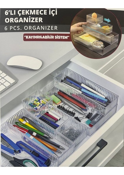 6'lı Modüler Set Çekmece Içi Düzenleyici Makyaj, Banyo, Mutfak ve Ofis Çekmeceleriniz Için fiyatları