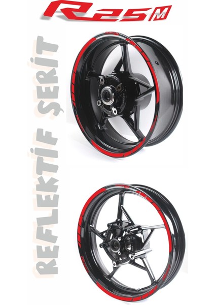 Yeni Özel Motosiklet Jant Şeridi Yamaha R25 M Uyumlu Reflektif Kırmızı Sağ-Sol/ön-Arka