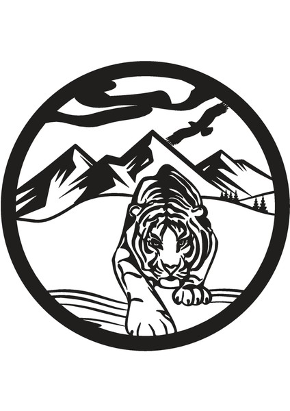 Kaplan ve Tabiat Duvar Dekor Sticker 40 x 40 cm