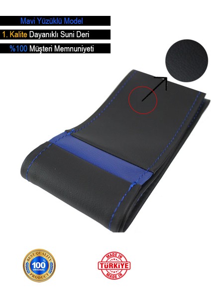 Mazda 6 Özel Süper Deri Direksiyon Kılıfı, Mavi Şeritli Spor Dikiş