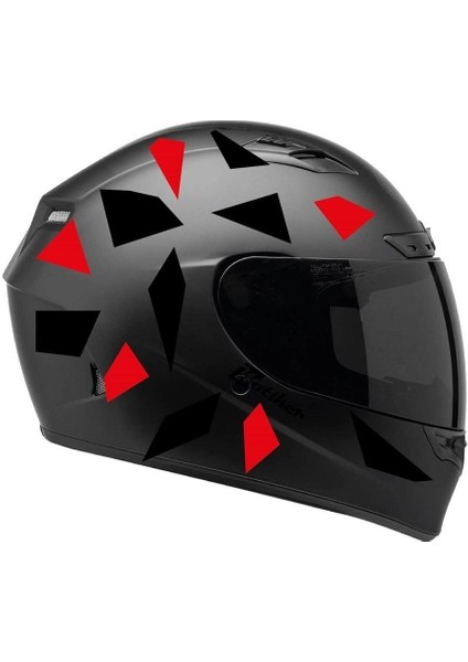 Kare Siyah Kırmızı Kamuflaj Kask Sticker Modeli
