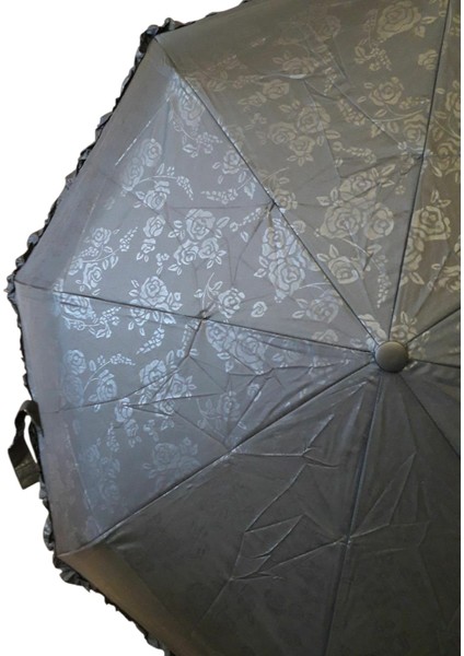 Mini Çanta Boy Tam Otomatik Gül Desenli Siyah Bayan Şemsiyesi modelleri