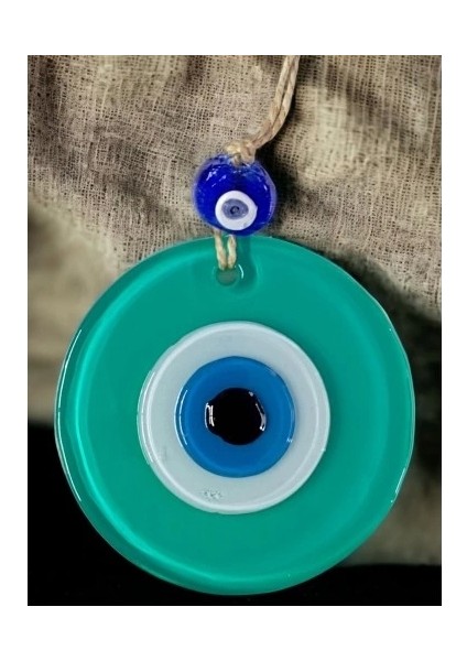 Yeşil Nazar Boncuklu Duvar Süsü 10 cm Cam Duvar Dekoru