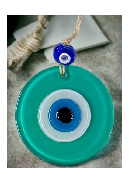 Yeşil Nazar Boncuklu Duvar Süsü 10 cm Cam Duvar Dekoru modelleri