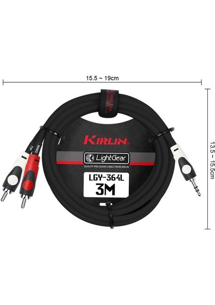 LGY-364L/3MT BK Y Kablo 3 Metre 3.5 mm - 2xRCA fiyatları