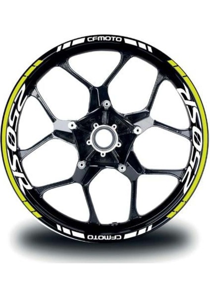 Cfmoto 250SR Jant Sticker Iç & Dış Takım Etiket Modeli Neon Sarı - Beyaz