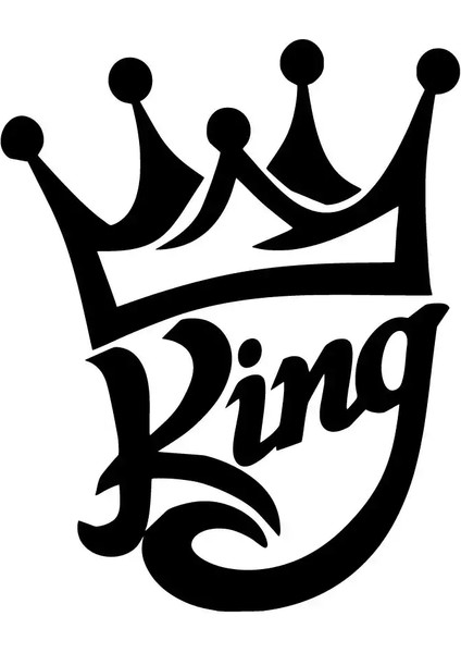 Taçlı King Yazısıoto Özel Yeni Sticker Siyah 25 x 30 cm