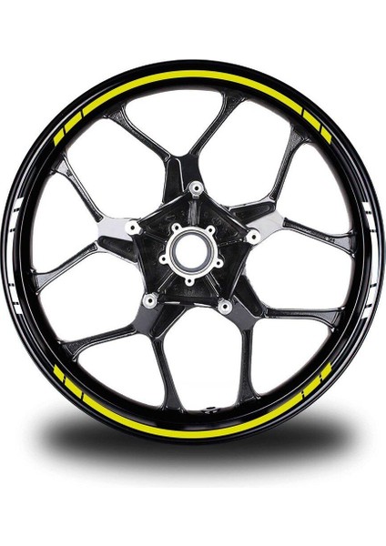 Yazısız Uzun Kısa Kesikli Çift Renk 16'lı Jant Sticker Modeli