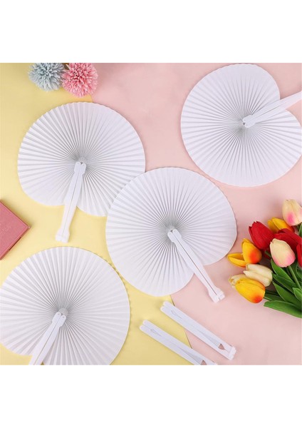 50'li Paket Akordeon Fan Elde Taşınabilir - Özel Günler Için Plastik Saplı Taşınabilir Dairesel El Fanları (Yurt Dışından) indirimleri