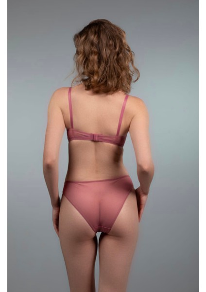 Tül Transparan Halkalı Detaylı Sütyen Takımı Desteksiz Balenli 75B-90B modelleri