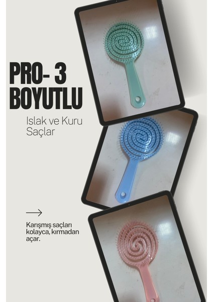 Pro Üç Boyutlu Oval Saç Fırçası – Çoklu Renk Seçenekli-1 Adet