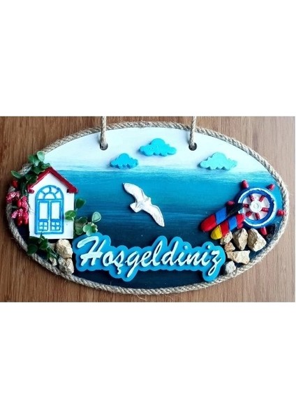 Sahil Kasabası Hoşgeldiniz Yazılı El Yapımı Kapı Süsü modelleri