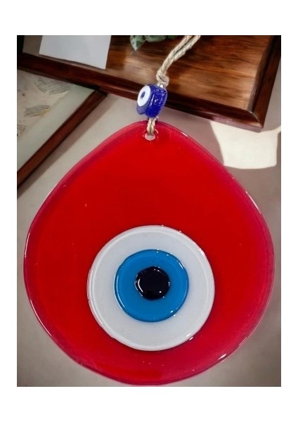 Orta Boy Şeffaf Kırmızı Damla Desen Nazar Boncuklu Duvar Dekoru Cam Duvar Süsü indirimleri