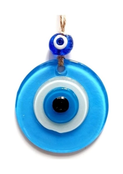 Nazar Boncuklu Bebek Mavisi Renginde Mini Duvar Süsü Dekoratif Hediyelik Cam Eşya