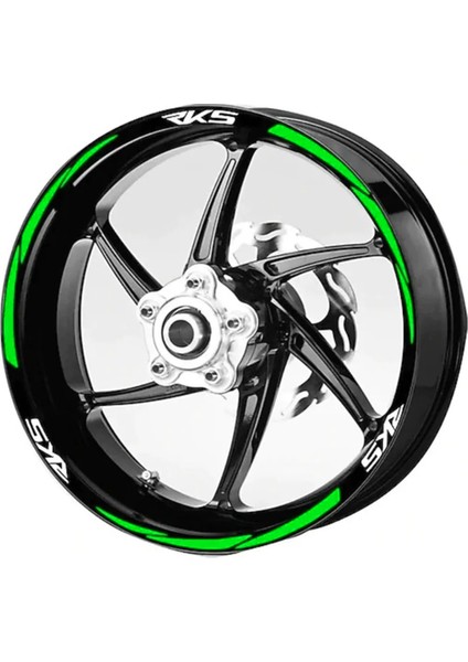 Yeni Özel Motosiklet Jant Şeridi Yeşil Reflektifli Rks Yazılı Sağ-Sol/ön-Arka