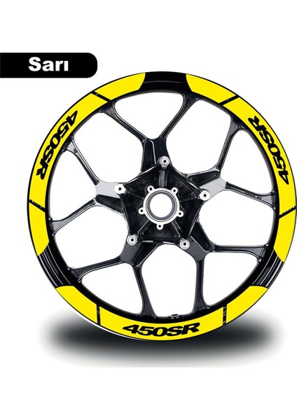 Sarı Cf Moto 450 Sr Geniş Jant Sticker Etiket Modeli